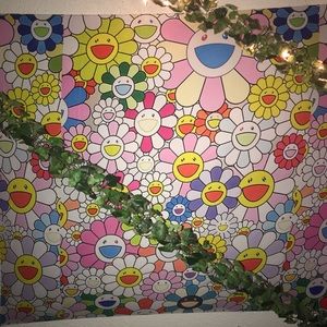 Tapestry Takashi Murakami Smile Flower Design Colorful and Bright Indie